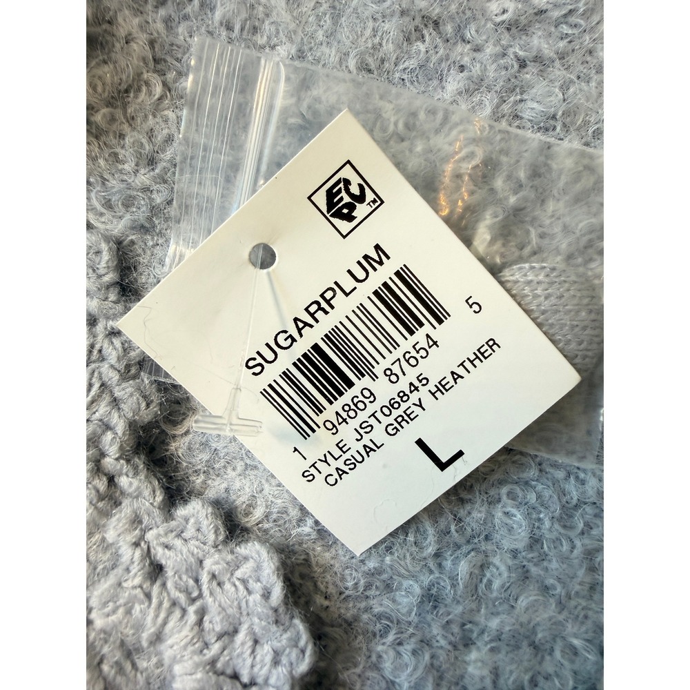 NWT AND NOW THIS Grey Fuzzy Rhinestone Cardigan Sweater New L - Picture 6 of 10